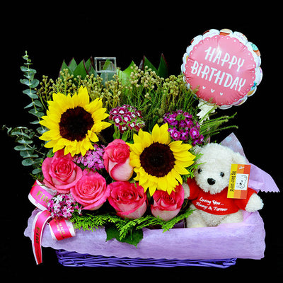 Flower Gift Basket (GW17) - FLOWERS IN MIND