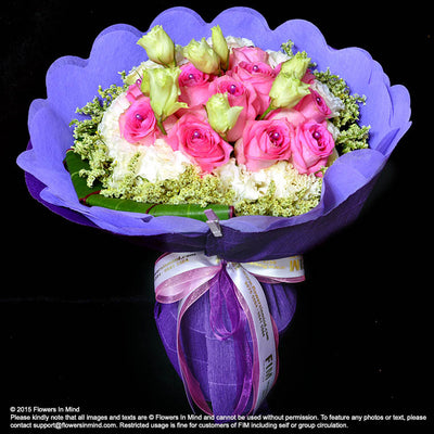 Bouquet of Roses and Eustomas (HB153) - FLOWERS IN MIND