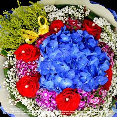Bouquet of Hydrangea and Roses (HB192) - FLOWERS IN MIND