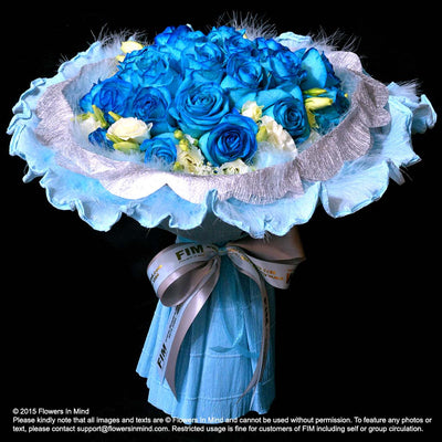 Bouquet of Blue Roses with Eustomas (HB197) - FLOWERS IN MIND