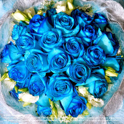 Bouquet of Blue Roses with Eustomas (HB197) - FLOWERS IN MIND