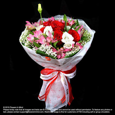 Bouquet of Roses, Eustomas & Alstroemeria (HB237) - FLOWERS IN MIND