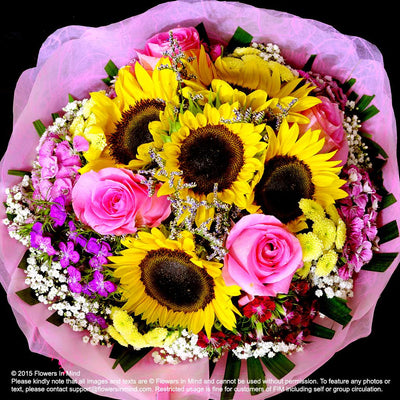 Bouquet of Sunflower & Roses (HB256) - FLOWERS IN MIND