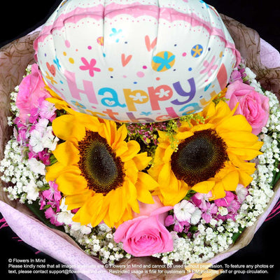 Bouquet of Sunflower & Roses (HB286) - FLOWERS IN MIND