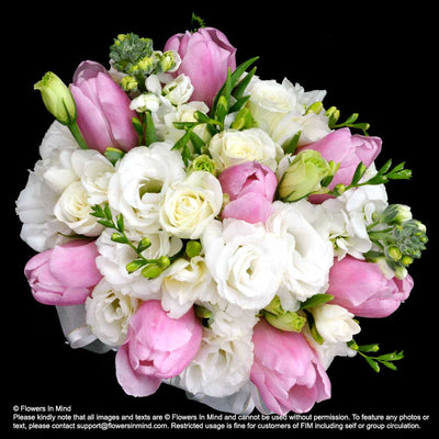 Bridal bouquet Tulips with Eustomas (WD157) - FLOWERS IN MIND