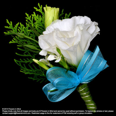 Corsage with Eustomas - FLOWERS IN MIND