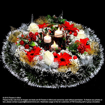 Christmas Table Arrangement (XMAS29) - FLOWERS IN MIND