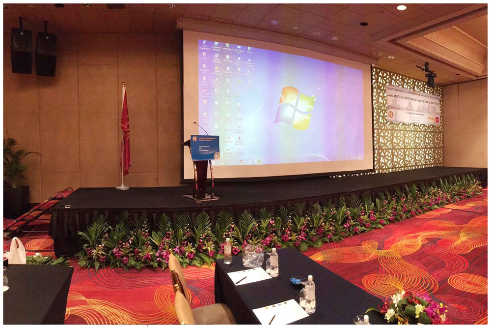 floral decoration for stage at Marina Mandarin Singapore