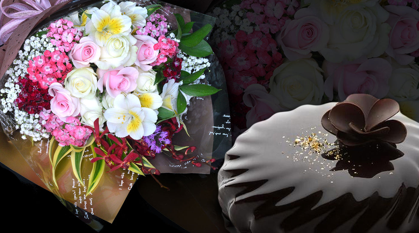 luxury cake and flowers from hotel fullerton and flowers in mind