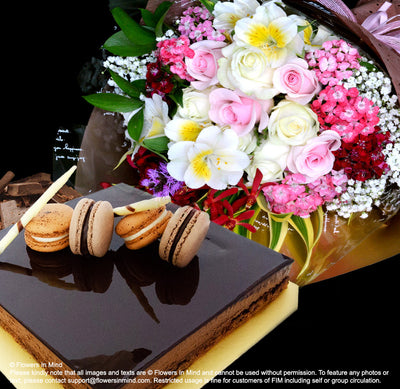 Crunchy Hazelnut Chocolate Annabella Cake With Flower (CD89) - Flowers-In-Mind