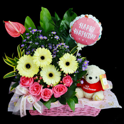 Flower Gift Basket (GW02) - FLOWERS IN MIND