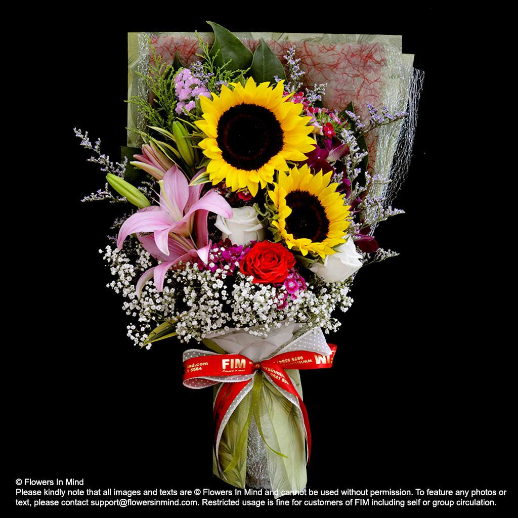Bouquet of Sunflower, Roses & Lilies (HB309)