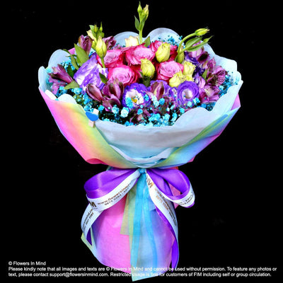 Bouquet of Roses, Eustomas & Alsteroemeria (HB317) - Flowers-In-Mind