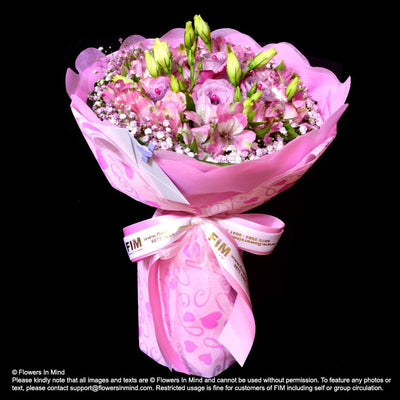 Bouquet of Roses, Eustomas & Alsteroemeria (HB320) - Flowers-In-Mind