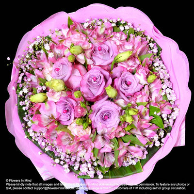 Bouquet of Roses, Eustomas & Alsteroemeria (HB320) - Flowers-In-Mind