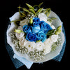 Bouquet of Blue Roses and White Eustomas (HB65) - FLOWERS IN MIND