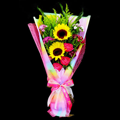 Bouquet of Roses & Sunflower - FLOWERS IN MIND