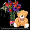 Bear with roses in vase (TA498) - Flowers-In-Mind