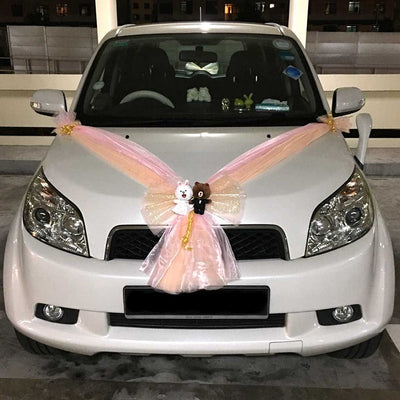 Bridal Car Decoration (with ribbons) - Flowers-In-Mind