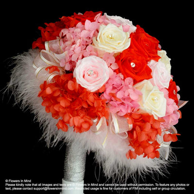 Preserved Flowers Bridal bouquet in bridal holder (WD175) - Flowers-In-Mind